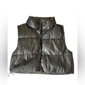 Love Tree Shiny Black Puffer Vest